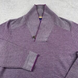 Robert Graham Sweater Mens XL Purple Wool Shawl Collar Pullover Classic Fit